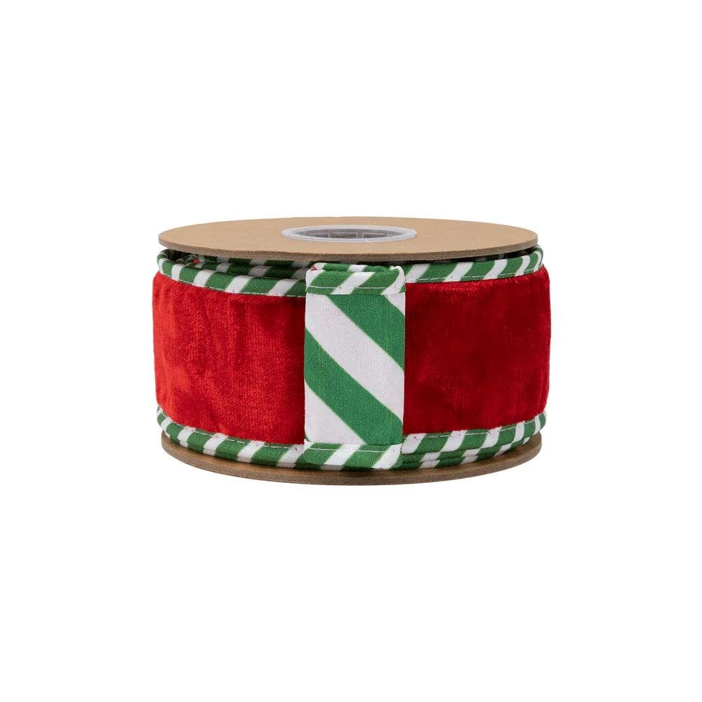 Shop For 2.5in Red Velvet Striped Ribbon: Green/White (10 Yards)