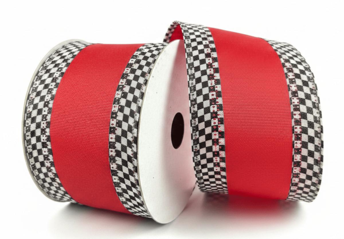 Shop For 2.5in Ribbed Satin Check Edge Ribbon: Red (10 Yards)