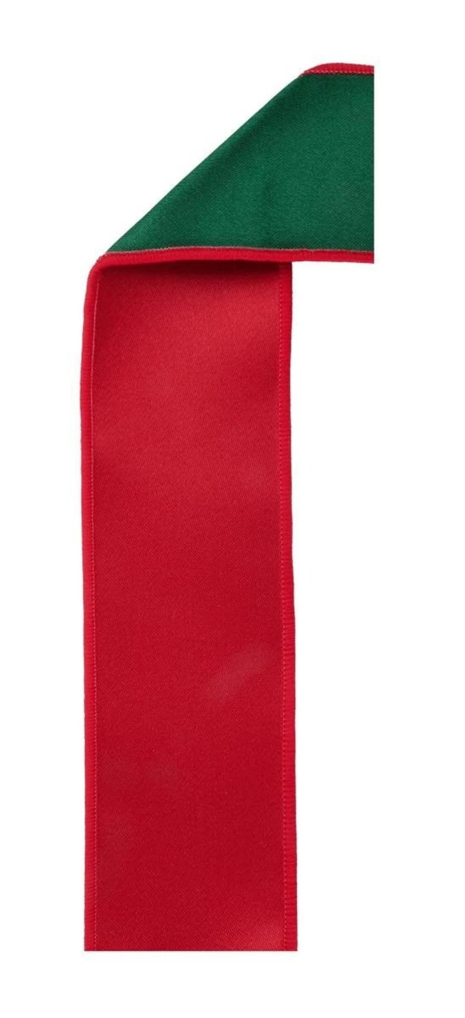 2.5in Satin Fused Ribbon: Red/Green (10 Yards)