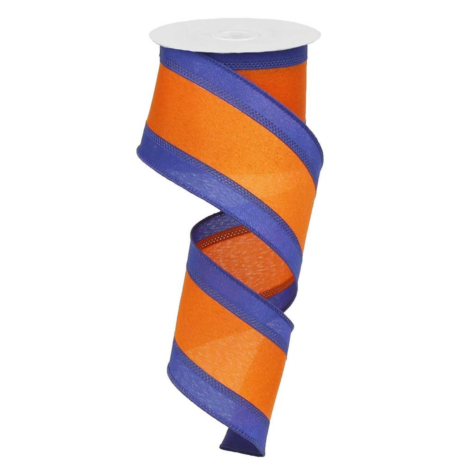 Shop For 2.5in Satin Team Stripe Ribbon: Blue & Orange (10 Yards)
