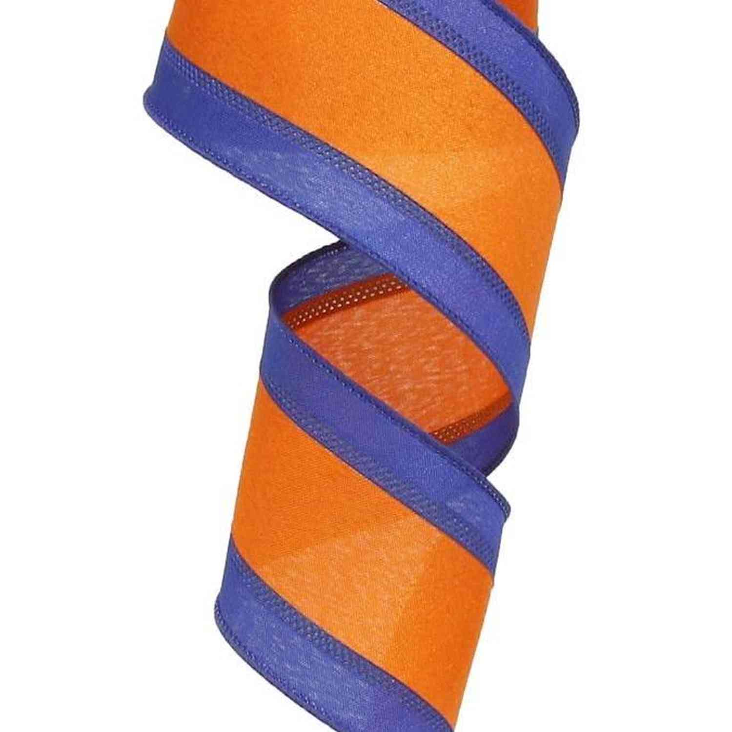 Shop For 2.5in Satin Team Stripe Ribbon: Blue & Orange (10 Yards)