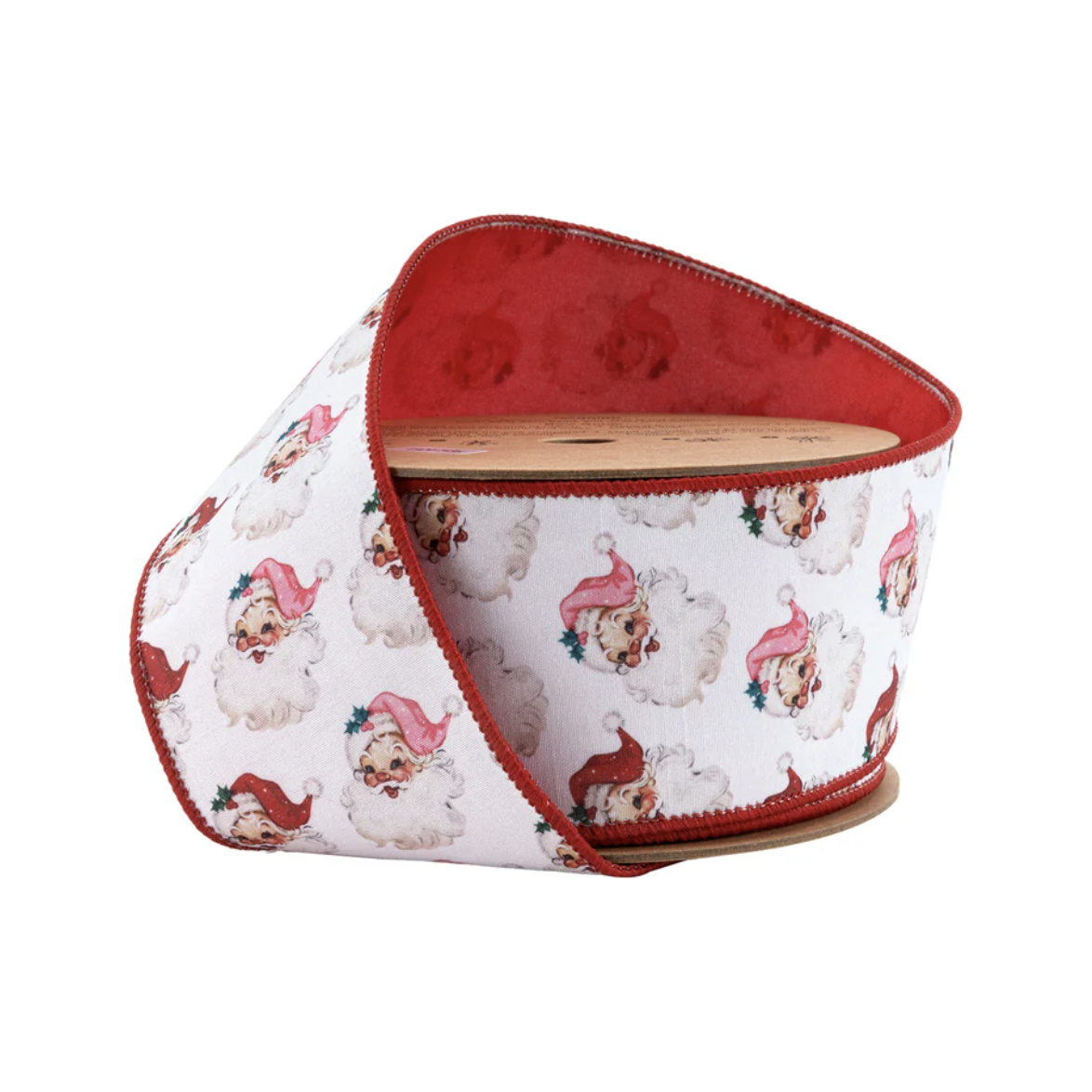 Shop For 2.5in Vintage Santa Face Ribbon: Pink/Red (10 Yards)