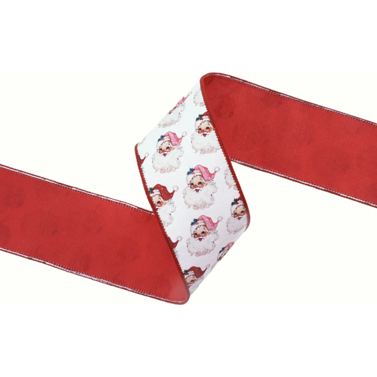Shop For 2.5in Vintage Santa Face Ribbon: Pink/Red (10 Yards)