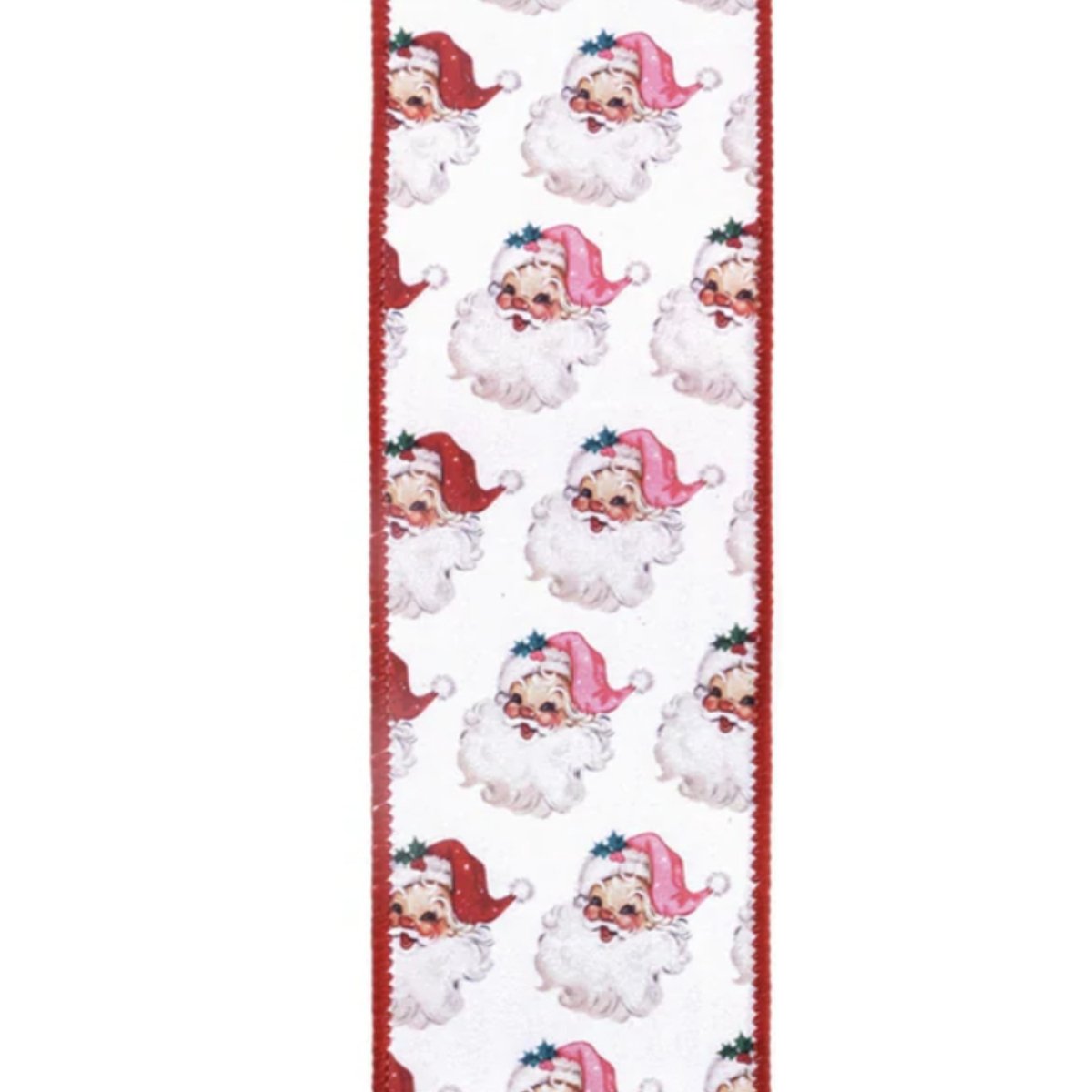 Shop For 2.5in Vintage Santa Face Ribbon: Pink/Red (10 Yards)