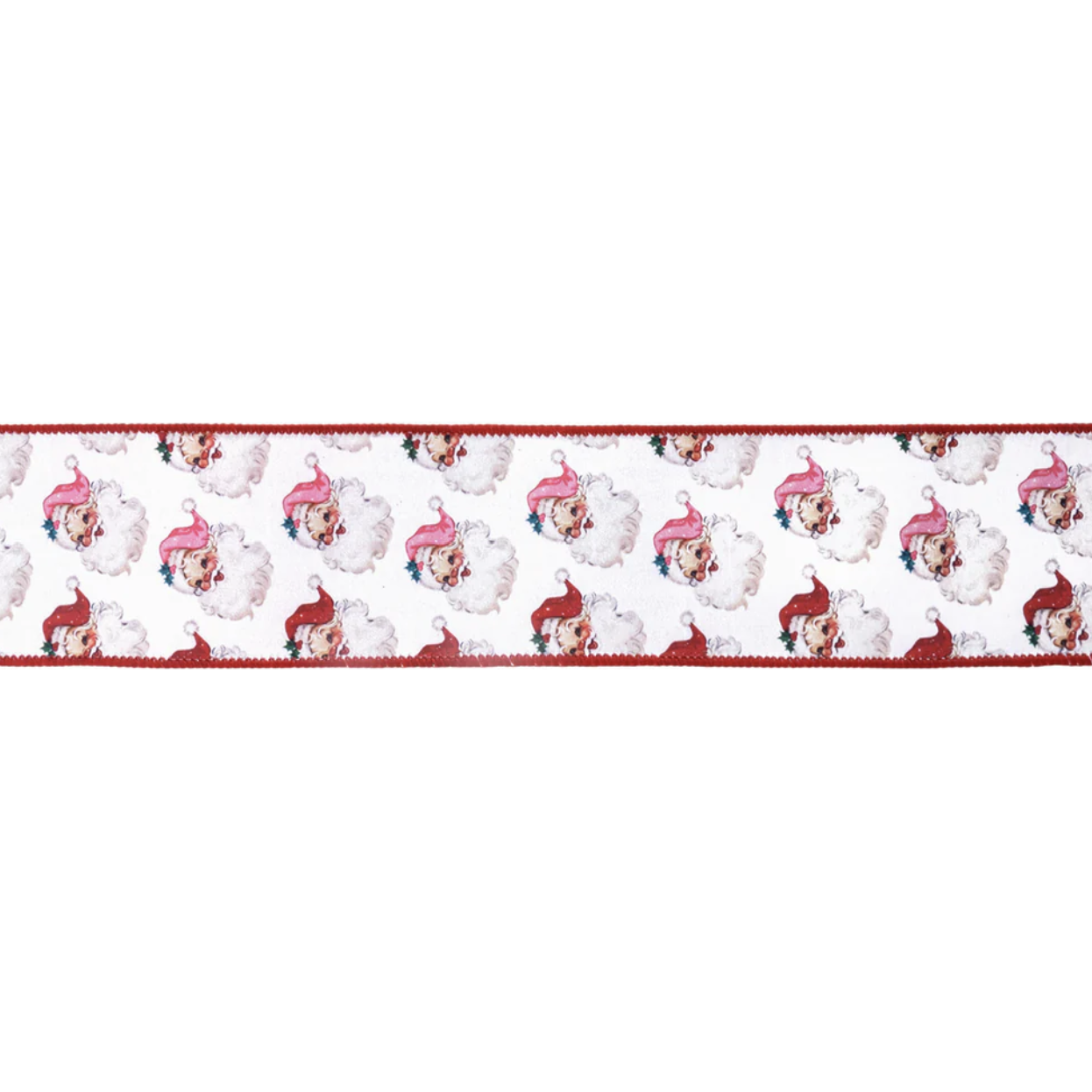 Shop For 2.5in Vintage Santa Face Ribbon: Pink/Red (10 Yards)
