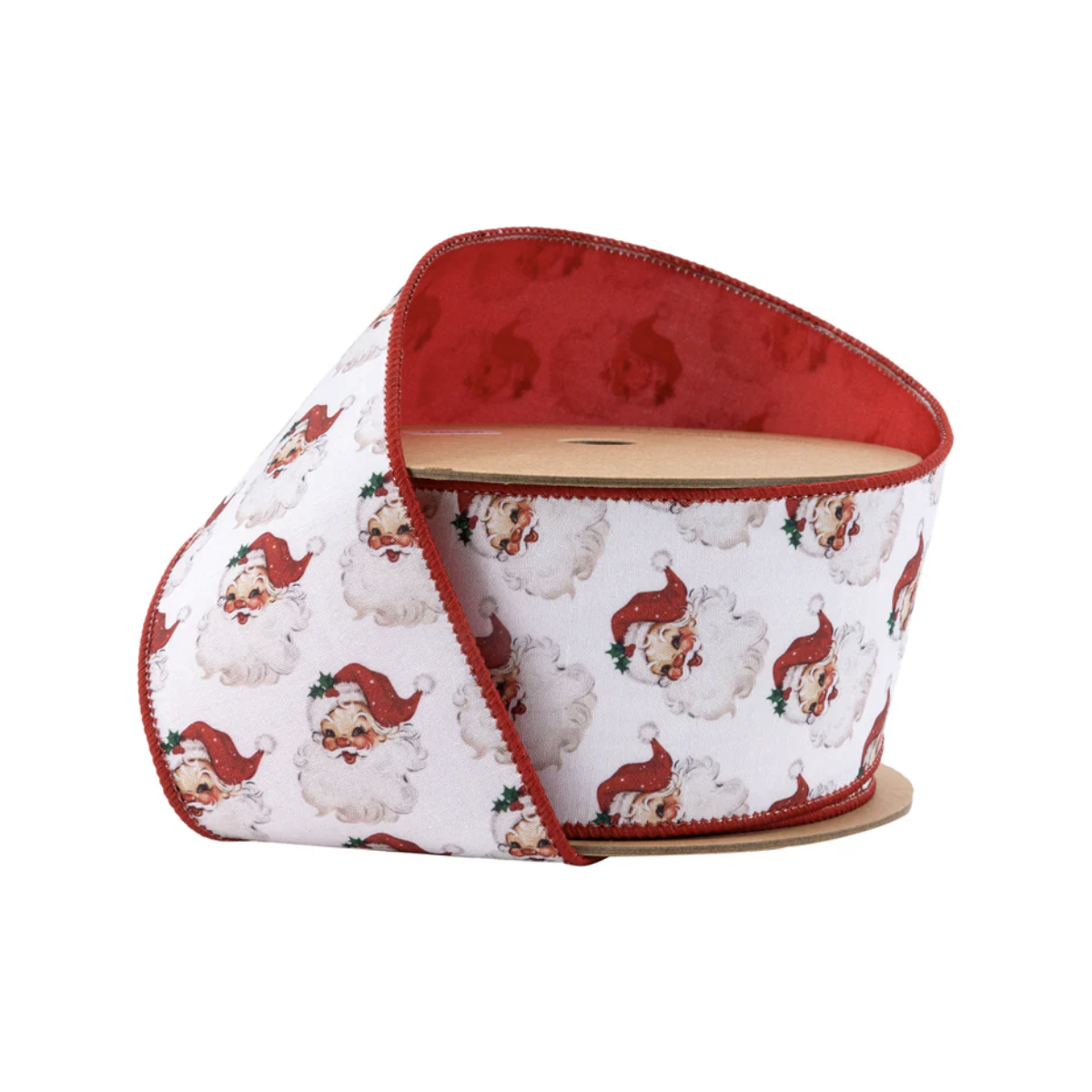 Shop For 2.5in Vintage Santa Face Ribbon: Red (10 Yards)