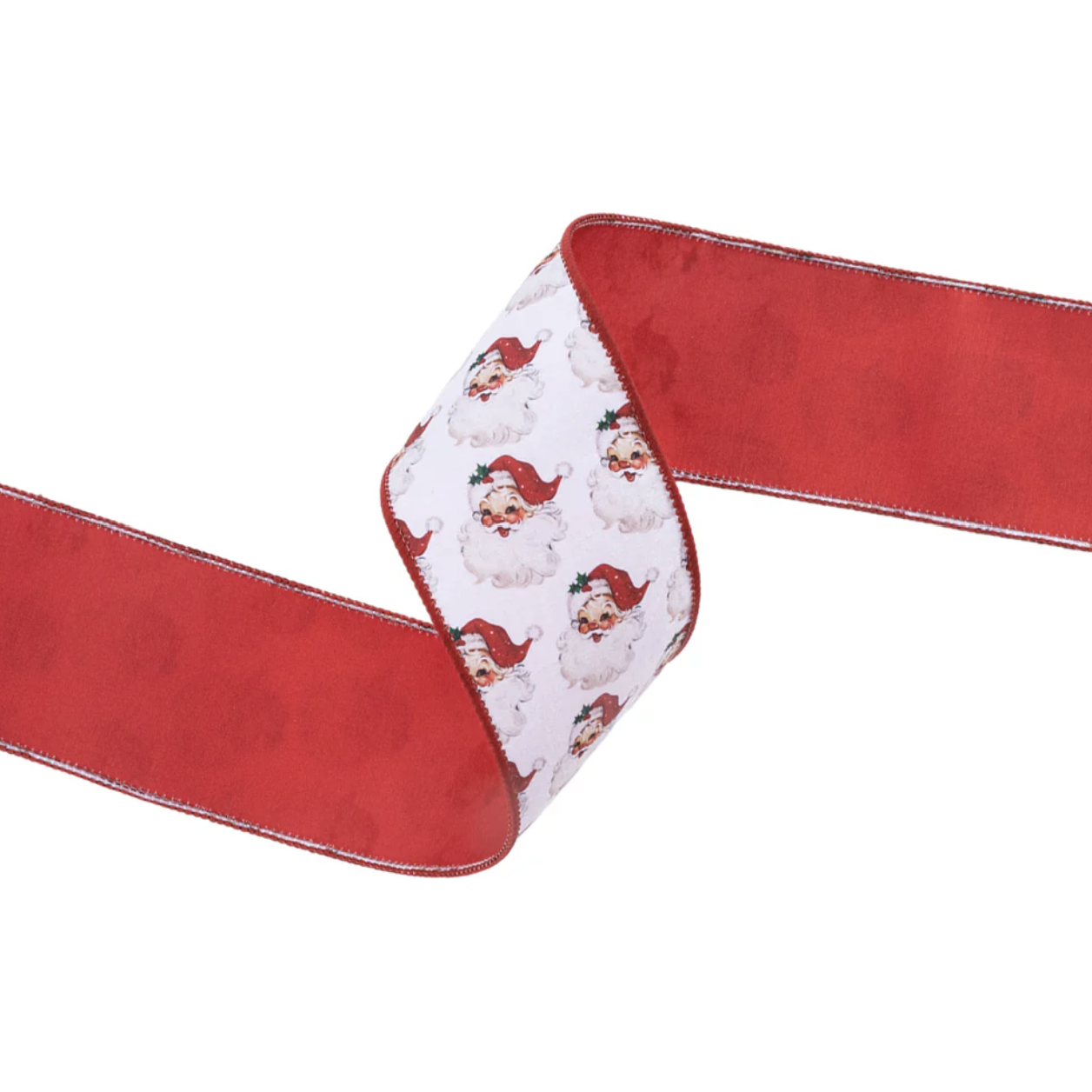 Shop For 2.5in Vintage Santa Face Ribbon: Red (10 Yards)
