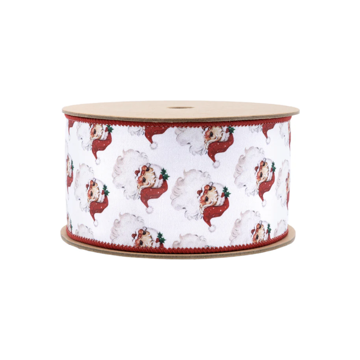 Shop For 2.5in Vintage Santa Face Ribbon: Red (10 Yards)
