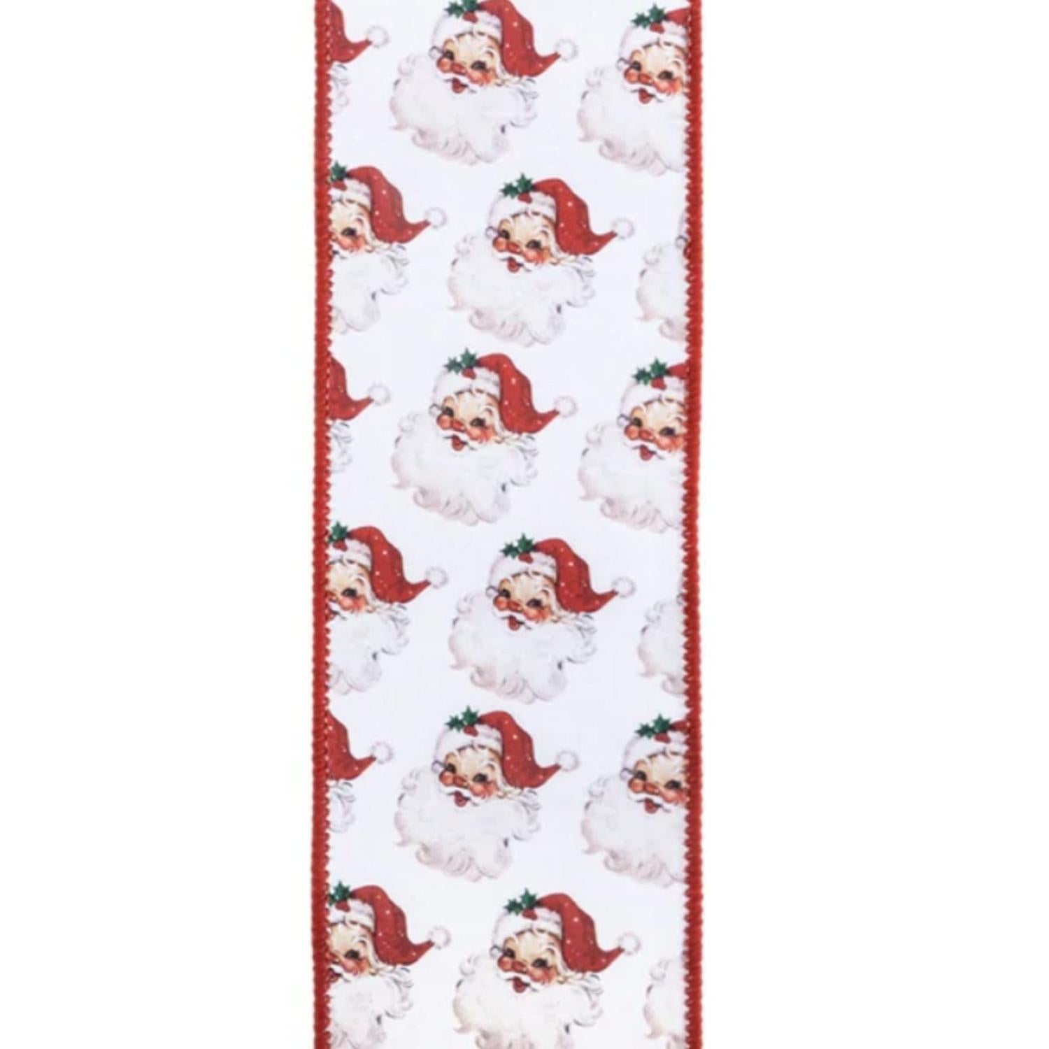2.5in Vintage Santa Face Ribbon: Red (10 Yards)