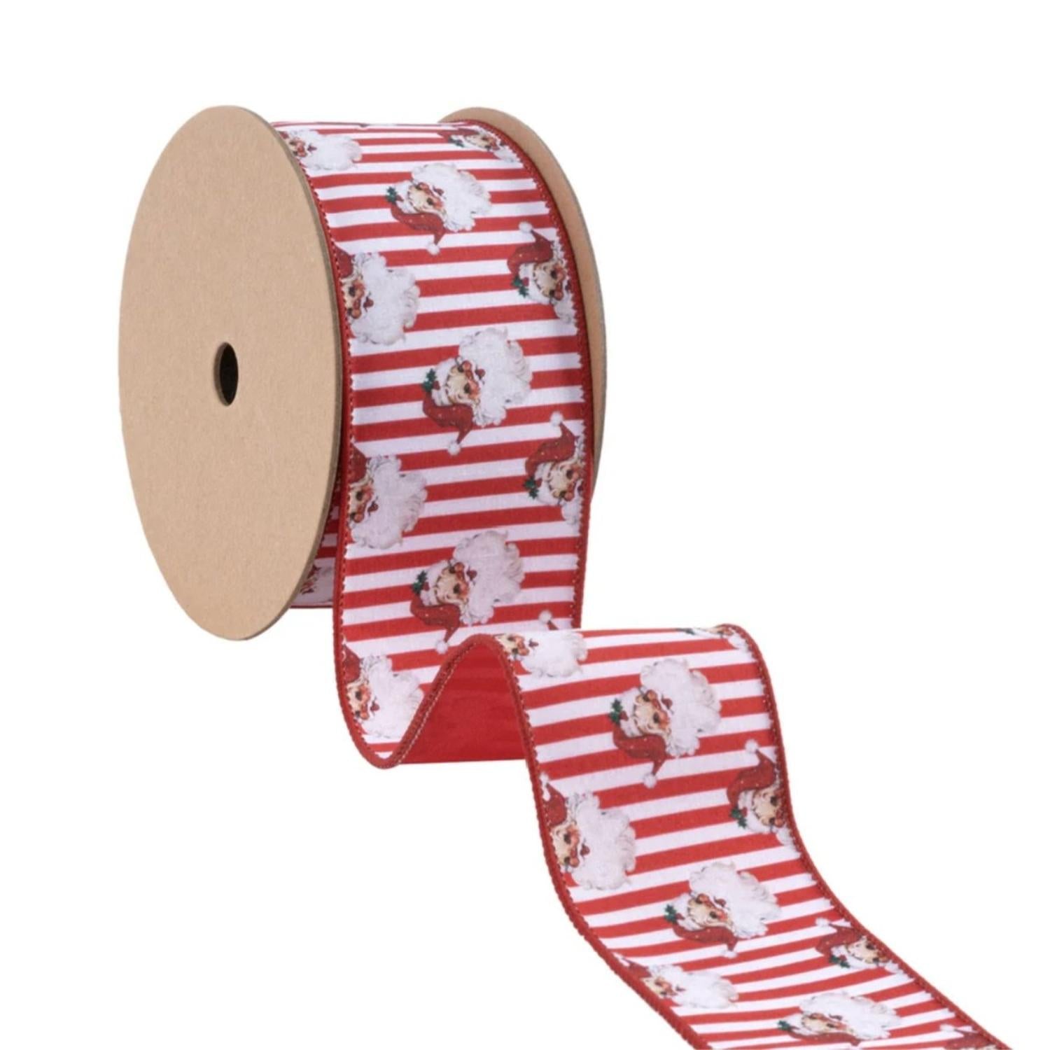 2.5in Vintage Santa Striped Ribbon: Red/White (10 Yards)