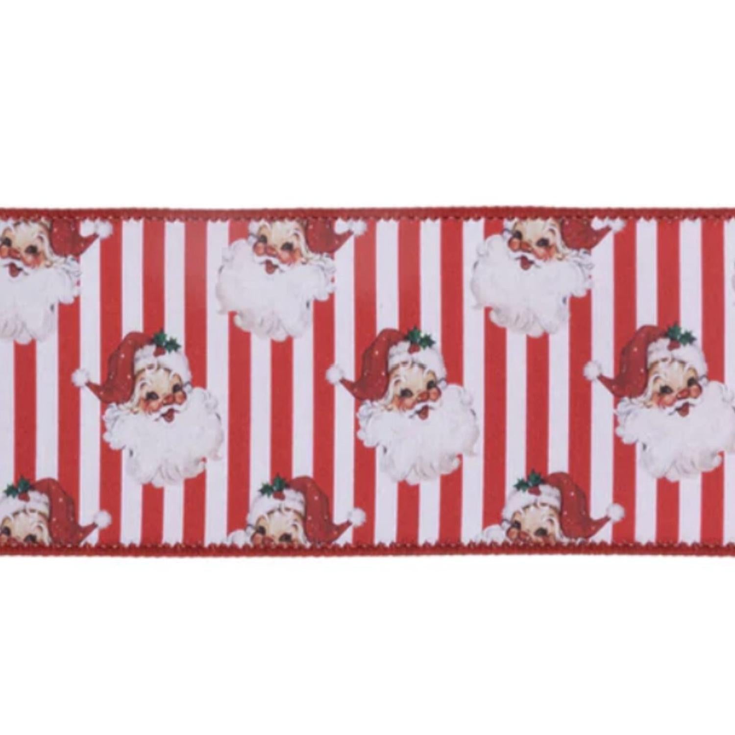 2.5in Vintage Santa Striped Ribbon: Red/White (10 Yards)
