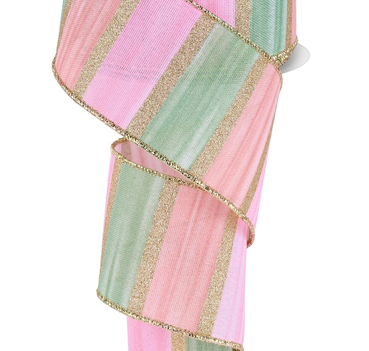 Shop For 2.5in Watercolor Stripes Ribbon: Sage/Pink (10 Yards)