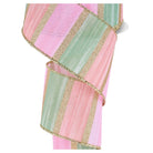 Shop For 2.5in Watercolor Stripes Ribbon: Sage/Pink (10 Yards)