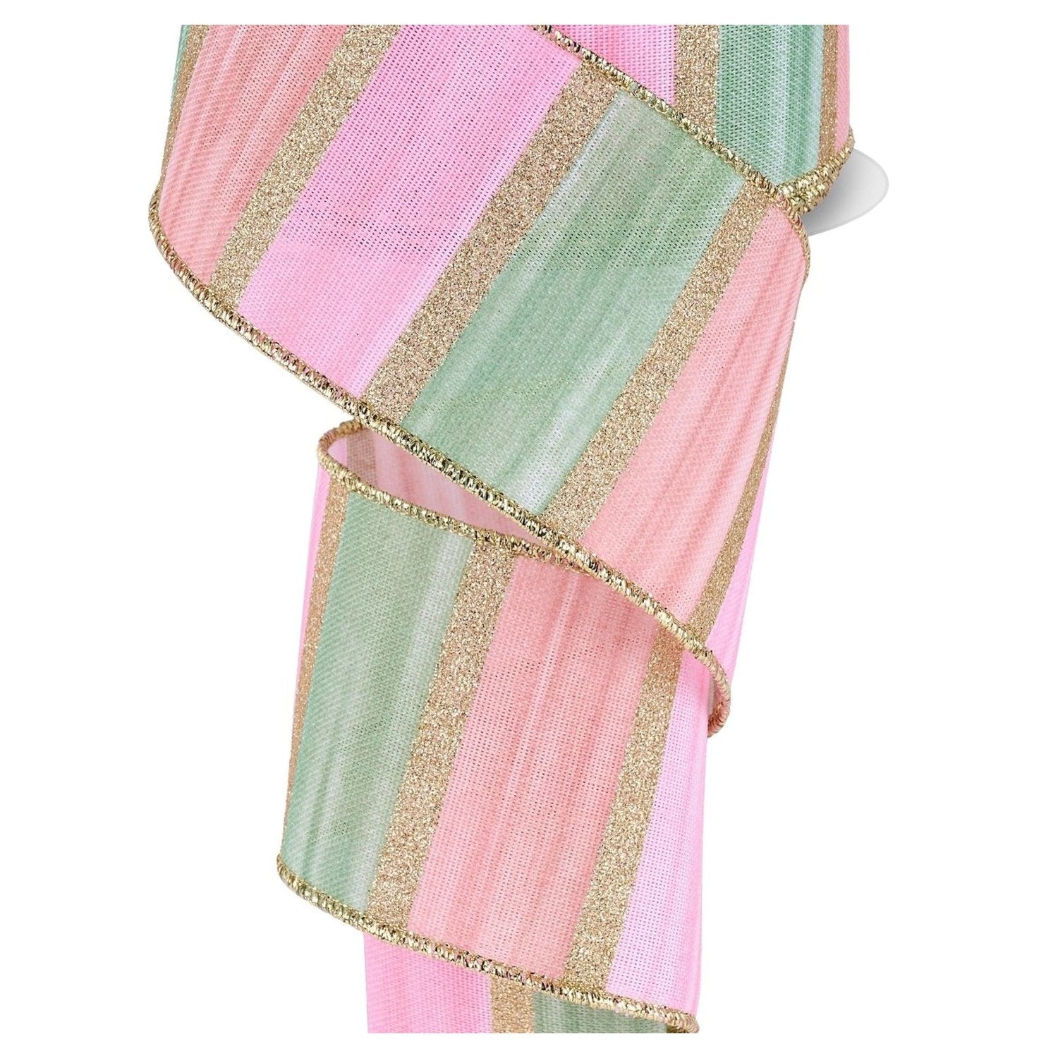 Shop For 2.5in Watercolor Stripes Ribbon: Sage/Pink (10 Yards)