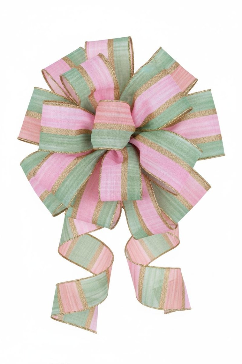 Shop For 2.5in Watercolor Stripes Ribbon: Sage/Pink (10 Yards)