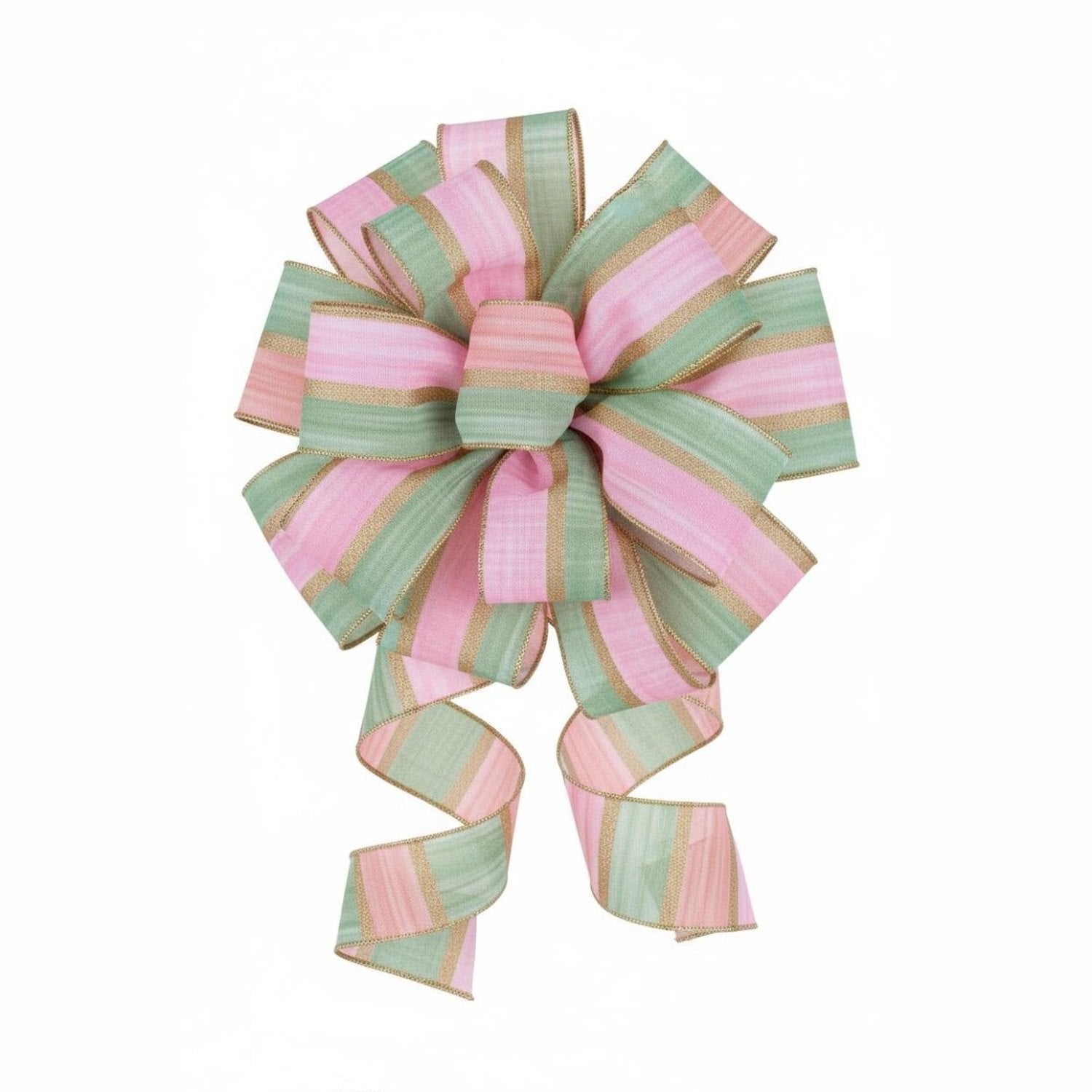 Shop For 2.5in Watercolor Stripes Ribbon: Sage/Pink (10 Yards)