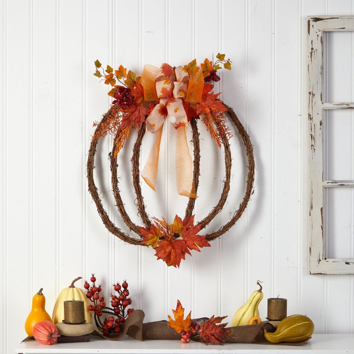Shop For 26” Autumn Pumpkin Artificial Vine Fall Wreath
