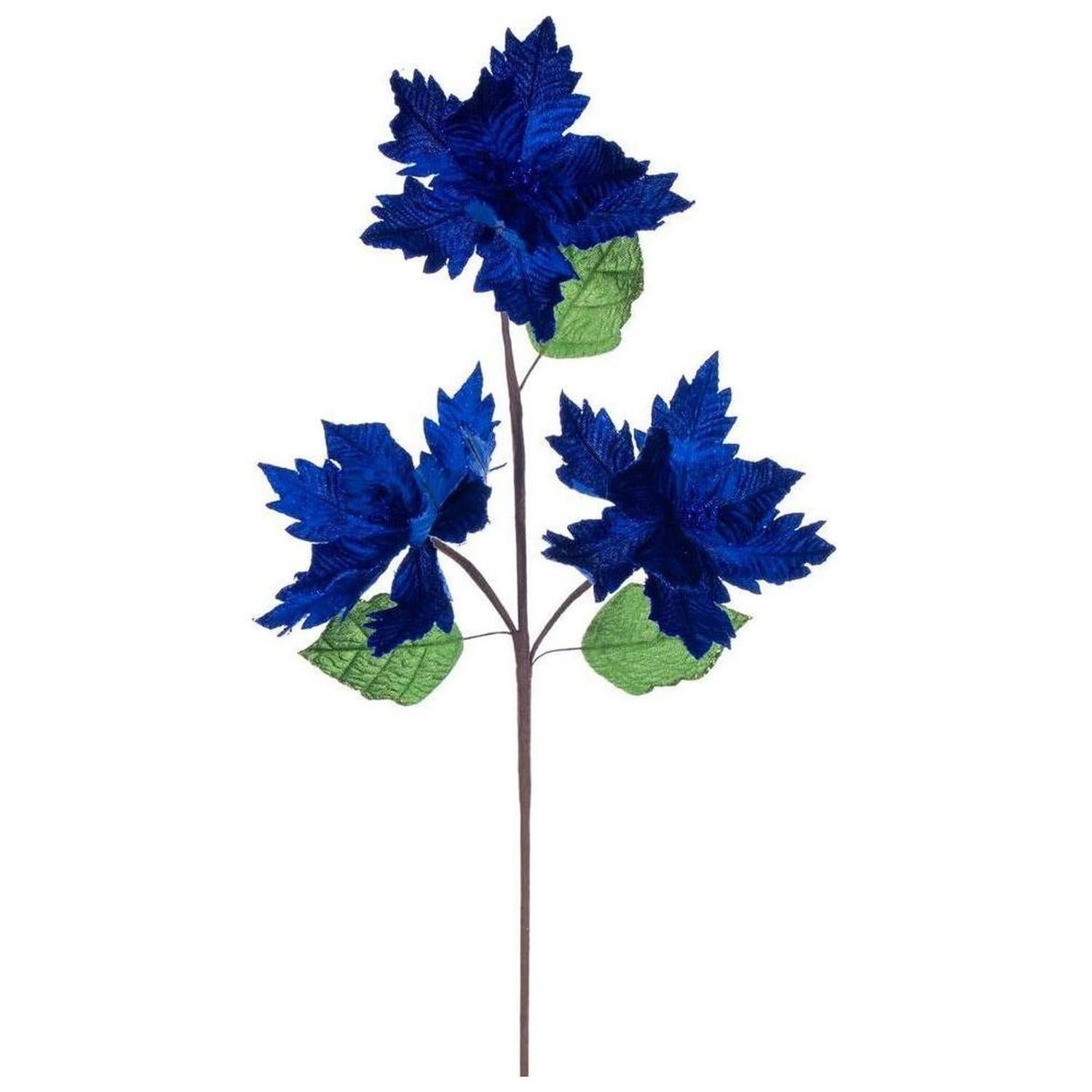 Shop For 26" Blue Velvet Trio Razor Poinsettia Stem