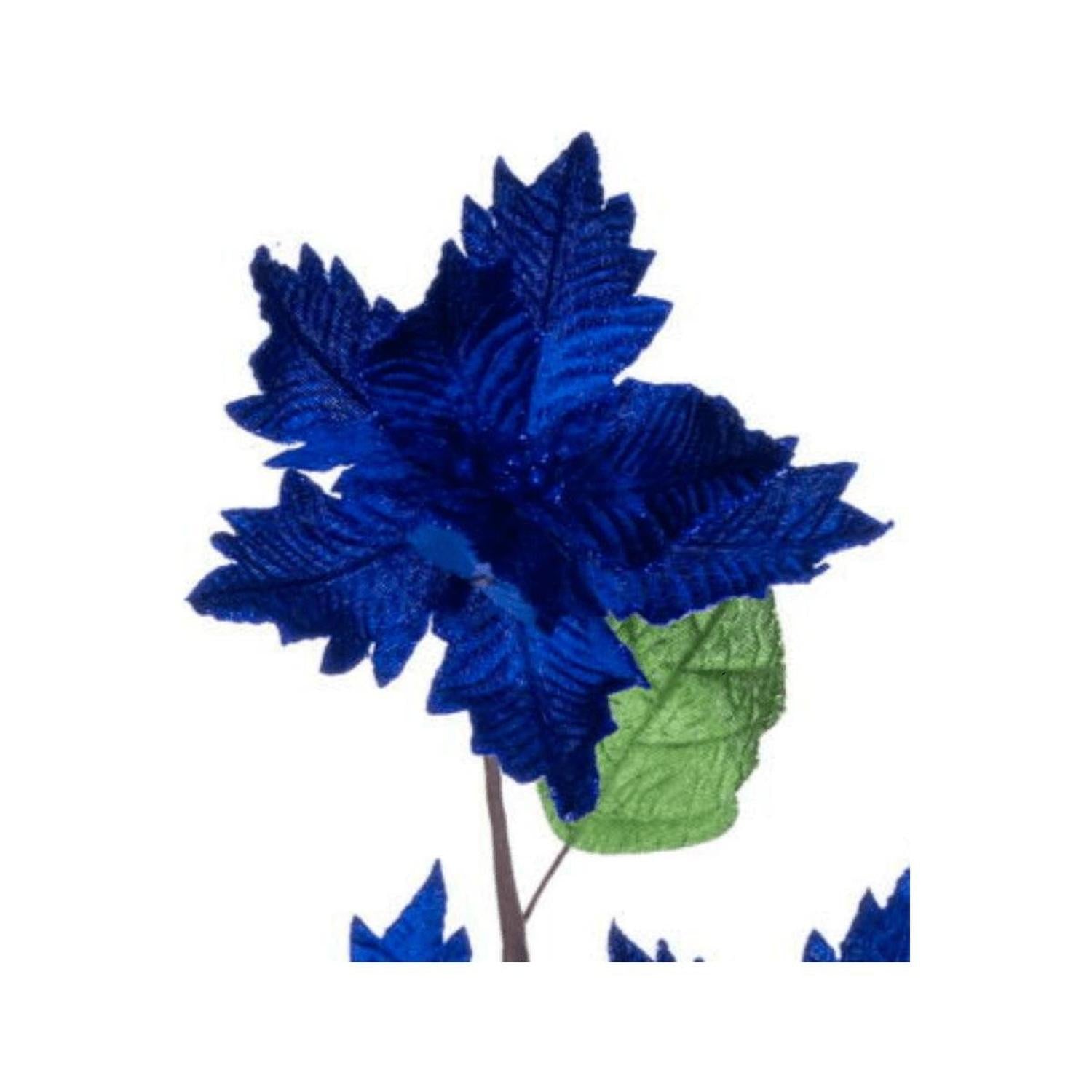 26" Blue Velvet Trio Razor Poinsettia Stem