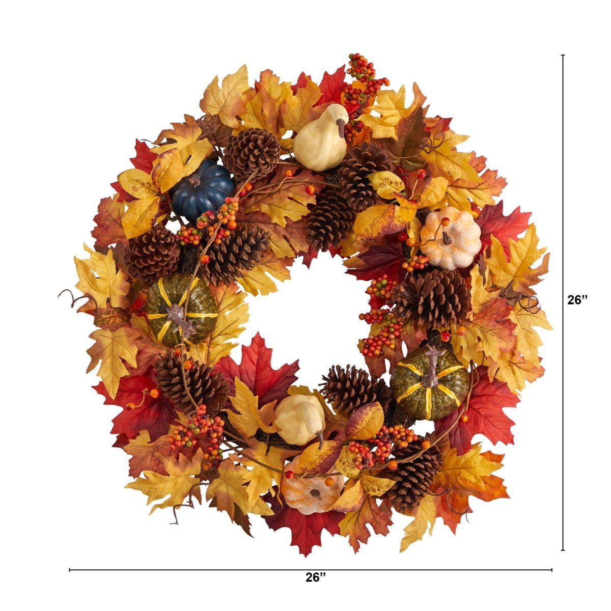 Shop For 26” Fall Pumpkin, Gourd Maple Leaf Autumn Wreath