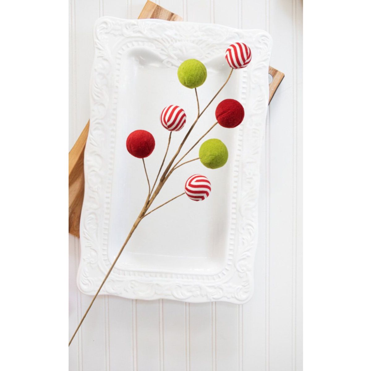 Shop For 26" Felt Peppermint Ball Spray: Red & Green