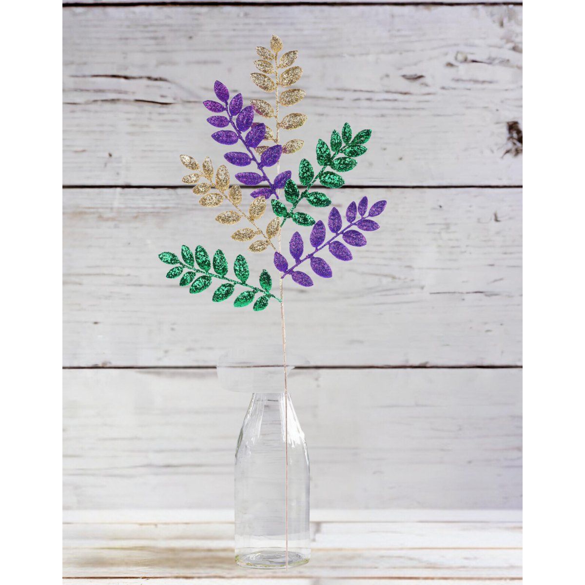 Shop For 26" Glitter Leaf Spray: Mardi Gras
