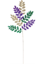 Shop For 26" Glitter Leaf Spray: Mardi Gras