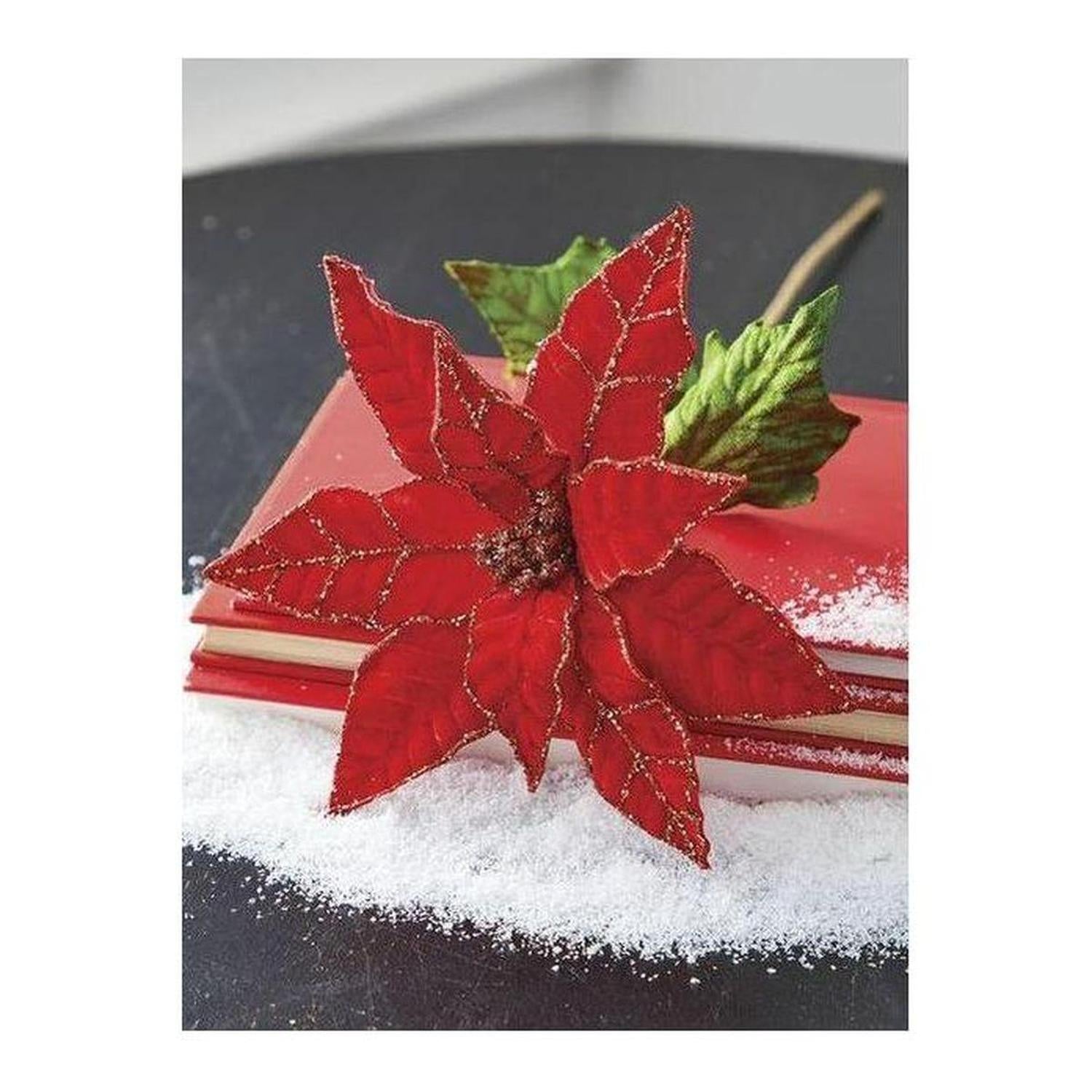 26" Red Velvet Poinsettia Stem