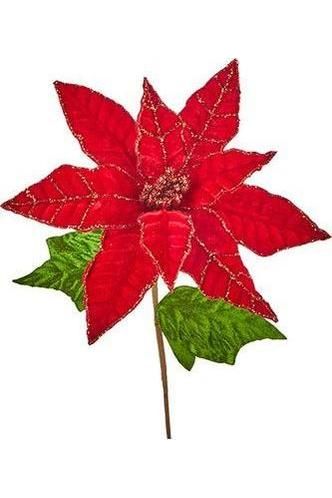 Shop For 26" Red Velvet Poinsettia Stem