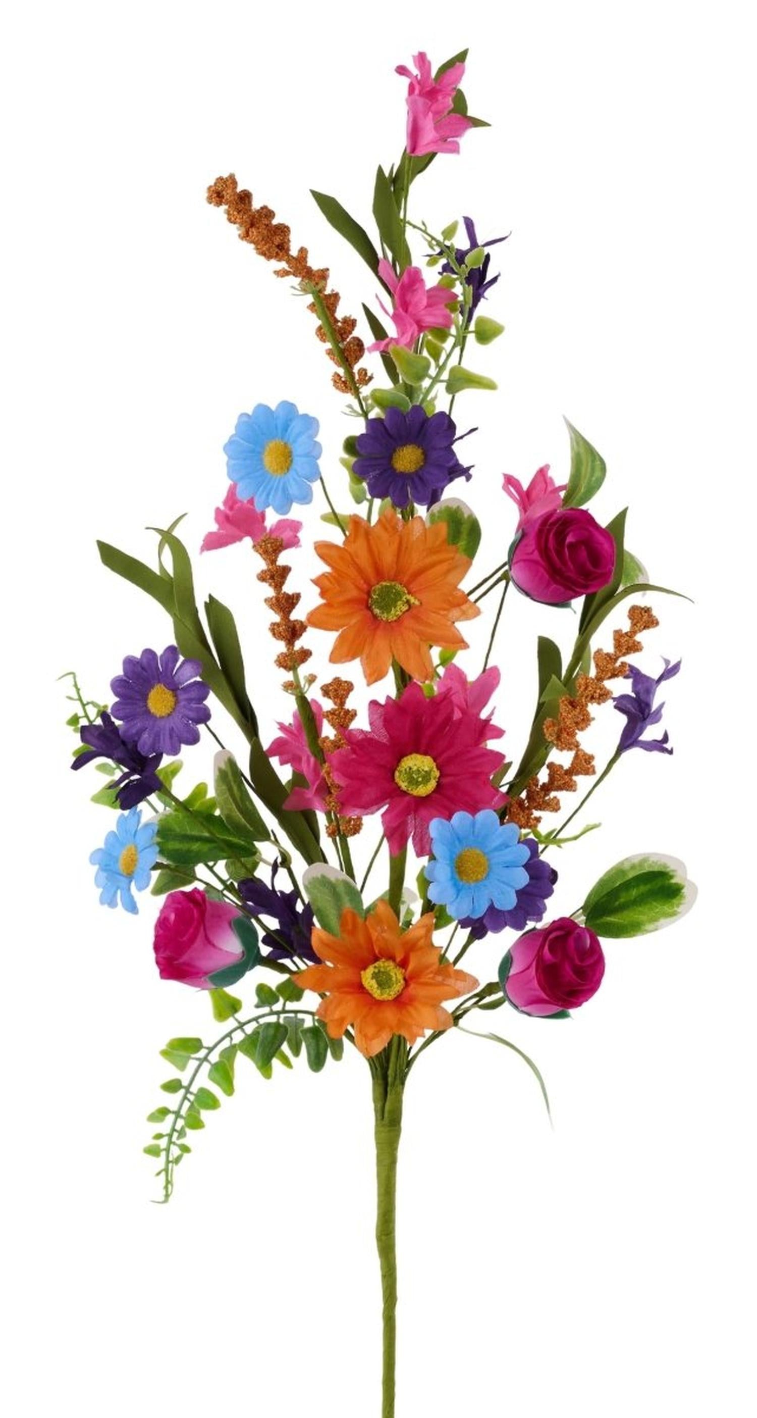 26in Daisy, Rose, Spike and Leaf Spray