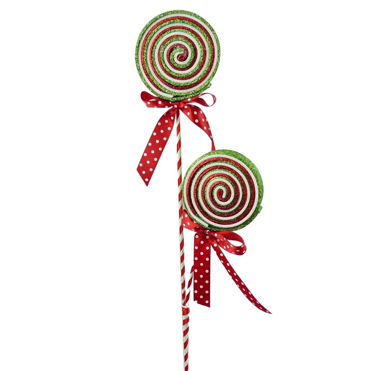 Shop For 27" Glitter Lollipop Spray: Red & Green