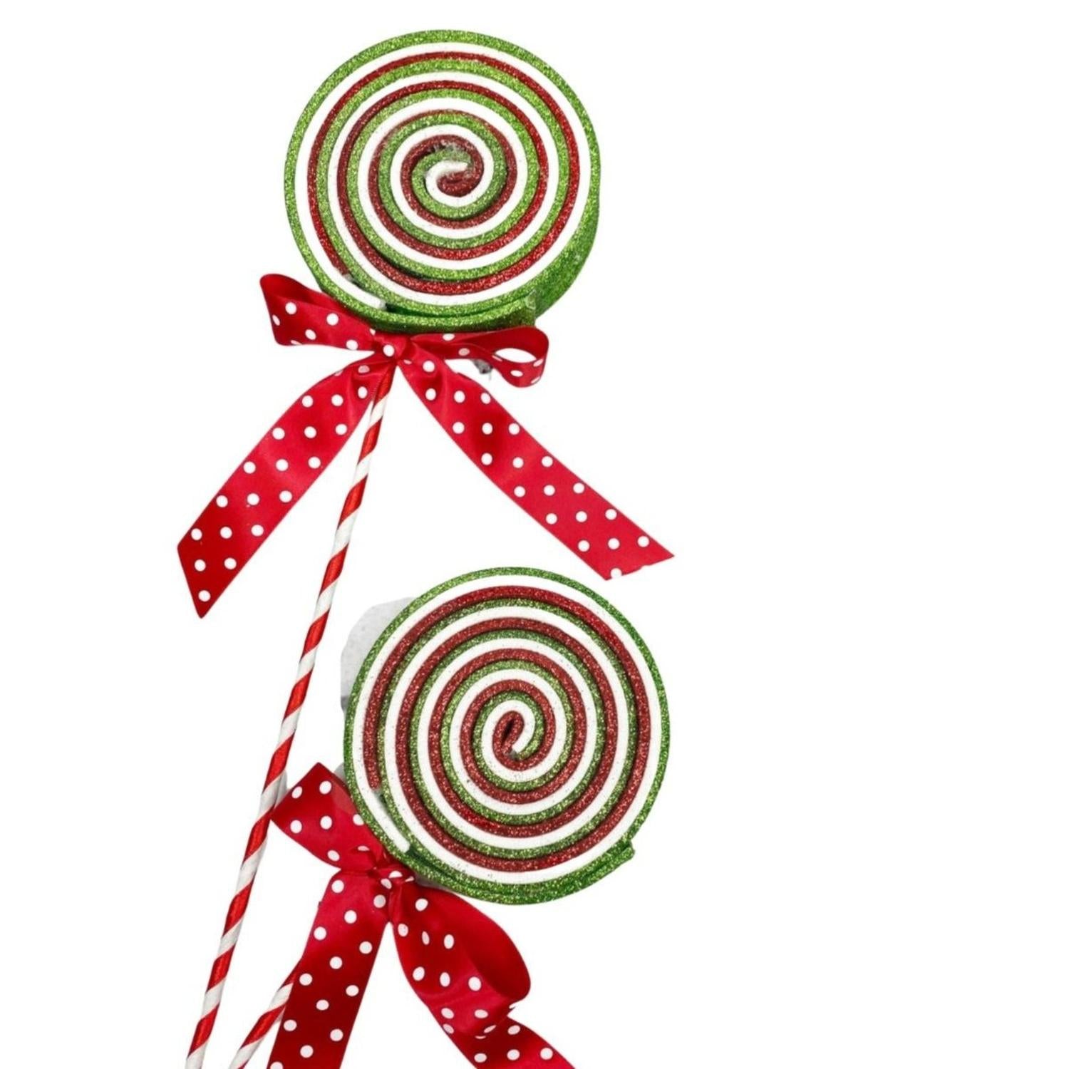 Shop For 27" Glitter Lollipop Spray: Red & Green