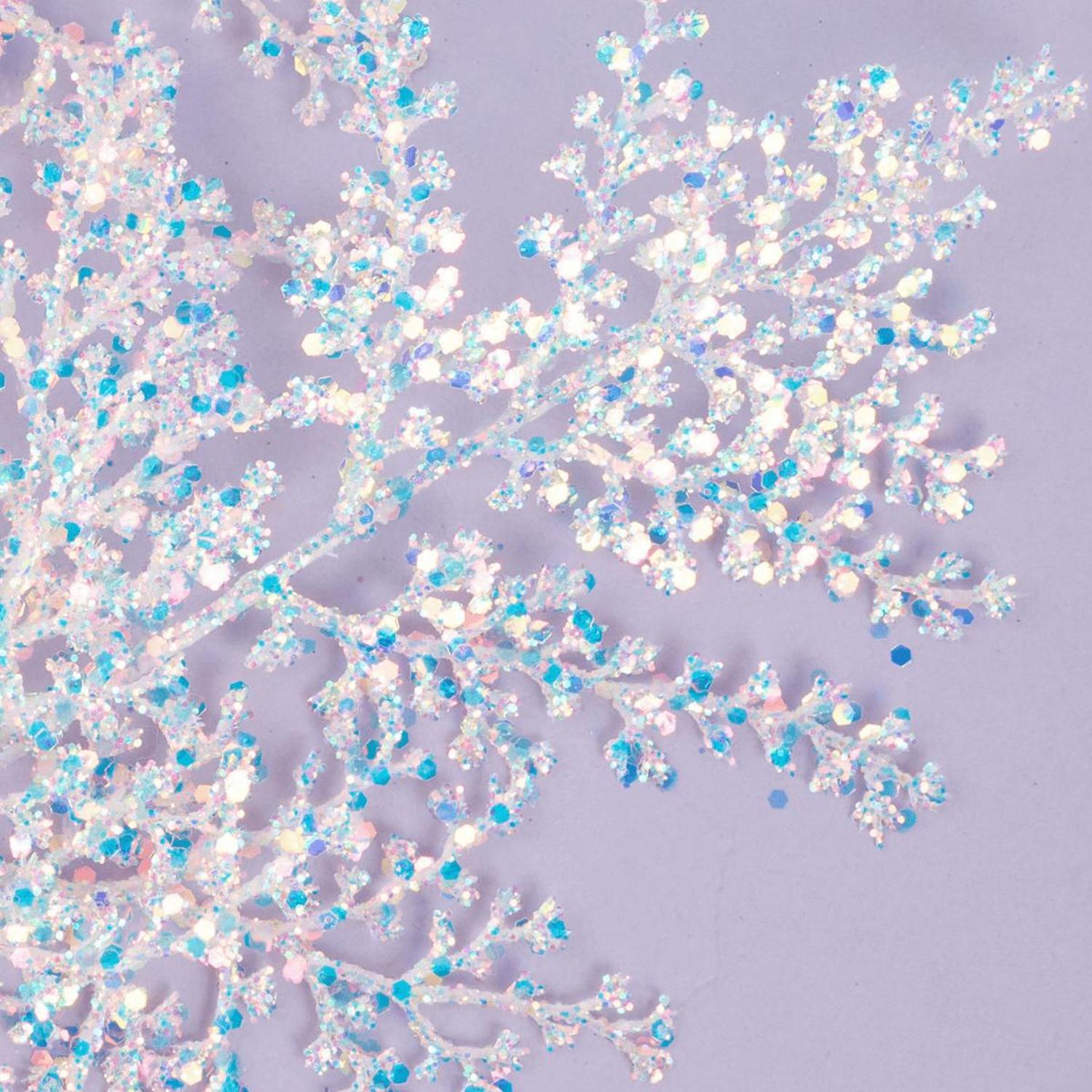 27" Glitter Metallic Fern Spray: Iridescent