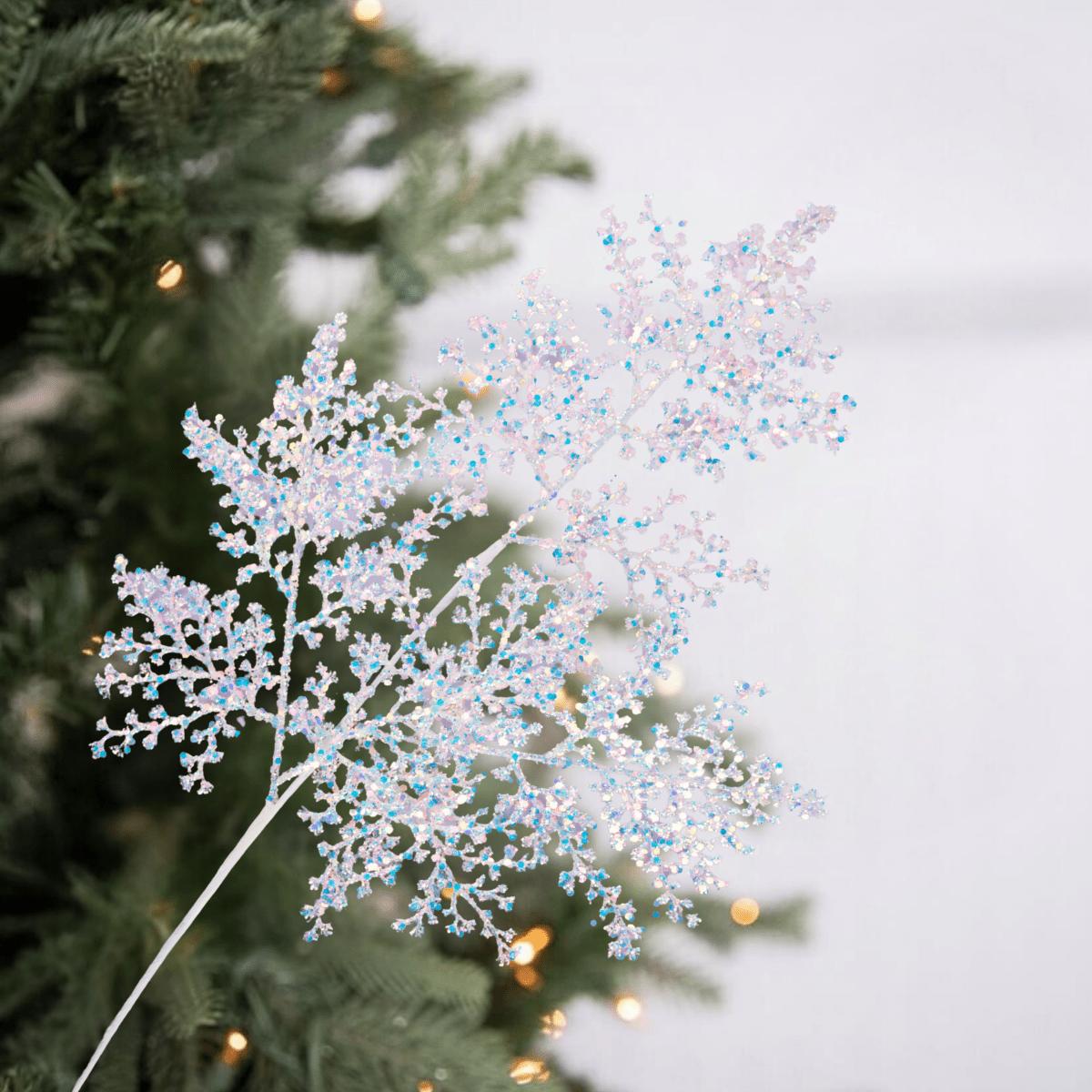 Shop For 27" Glitter Metallic Fern Spray: Iridescent