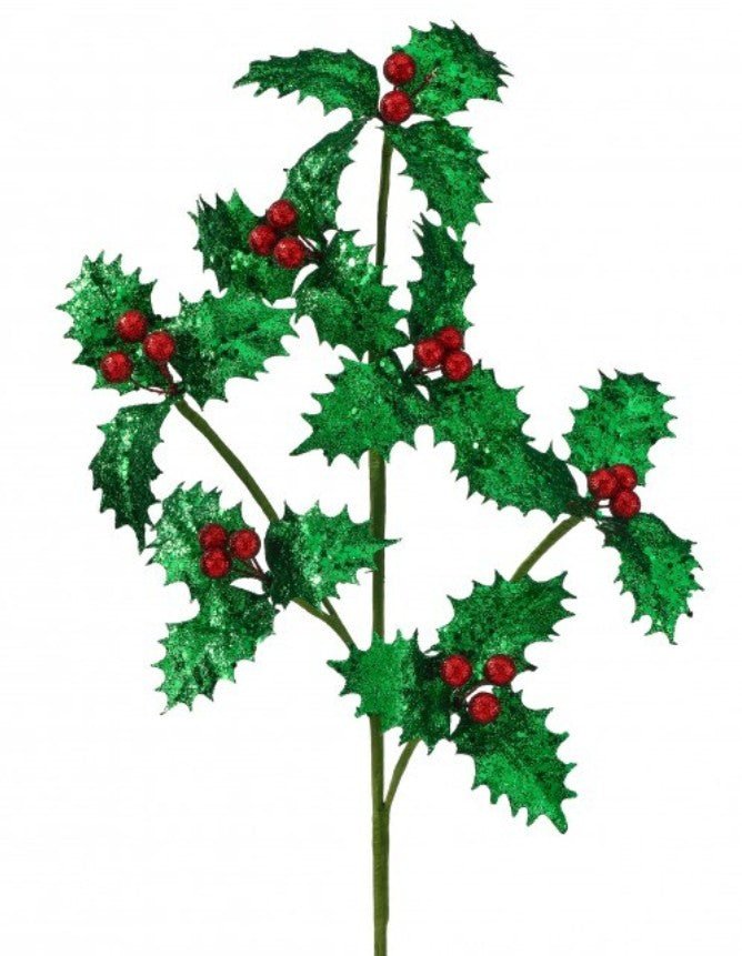Shop For 27 inch Metallic Glitter Holly Spray