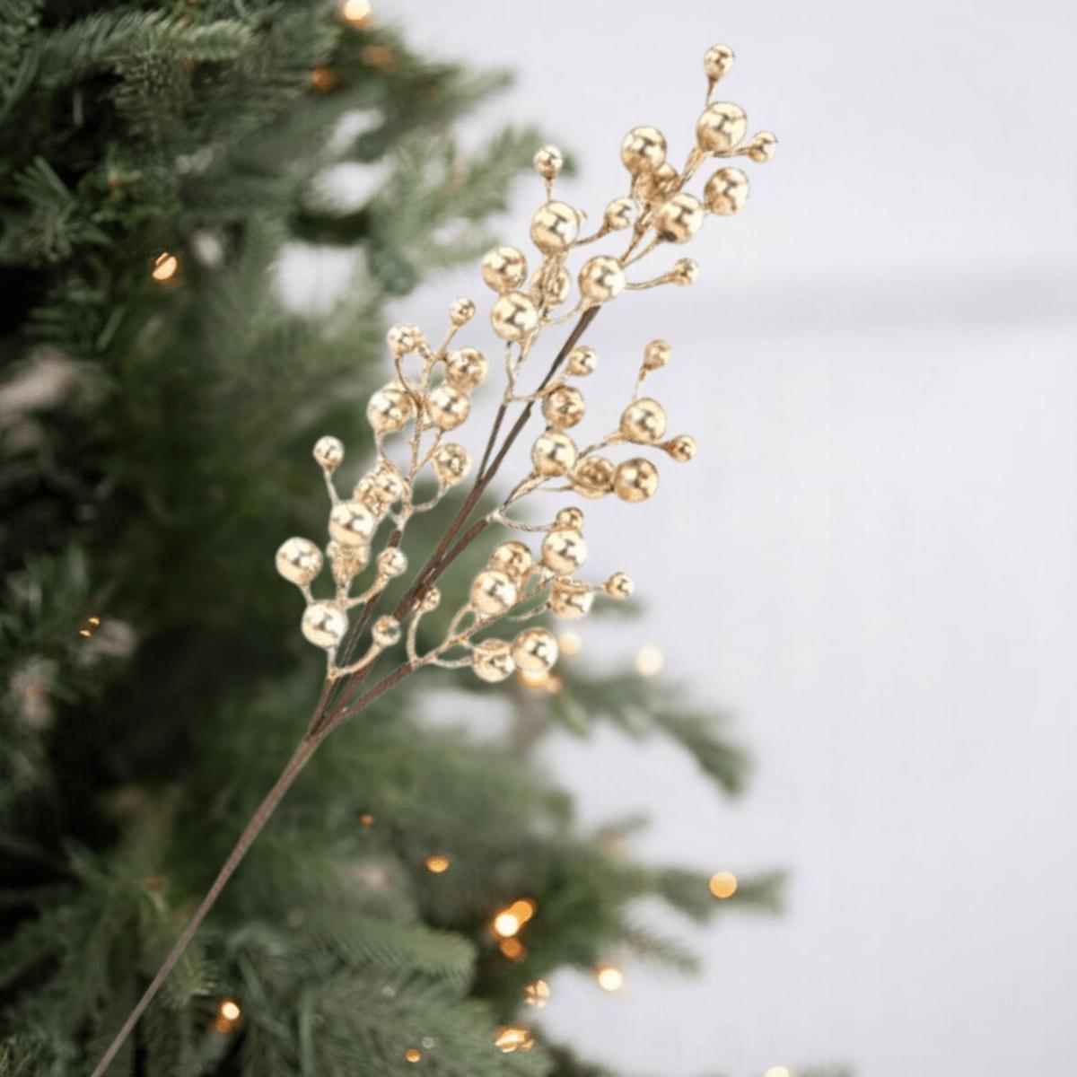 Shop For 27" Metallic Crabapple Berry Spray: Gold