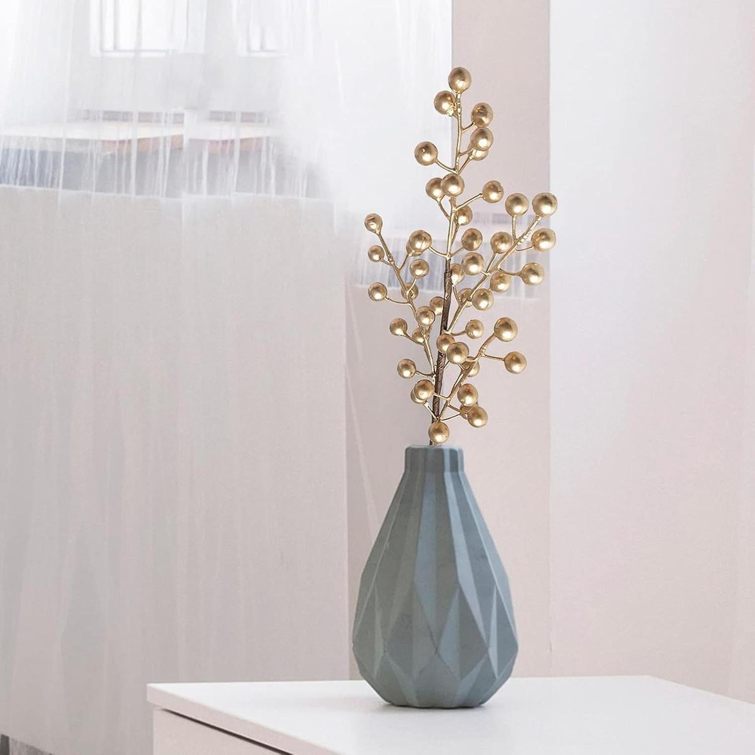 27" Metallic Crabapple Berry Spray: Gold