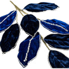 Shop For 27" Velvet Magnolia Leaf Spray: Navy Blue