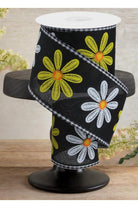 Shop For 2.75" Embroidered Mixed Daisy Ribbon: Black (10 Yards)