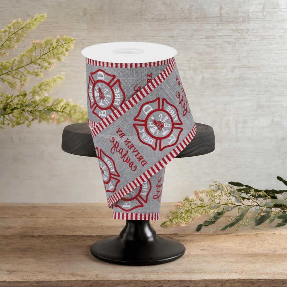 Shop For 2.75" Firefighter Badge Line Ribbon: Grey (10 Yards)