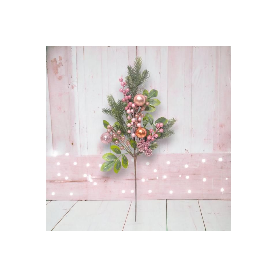 Shop For 27in Evergreen Pink Floral Pick