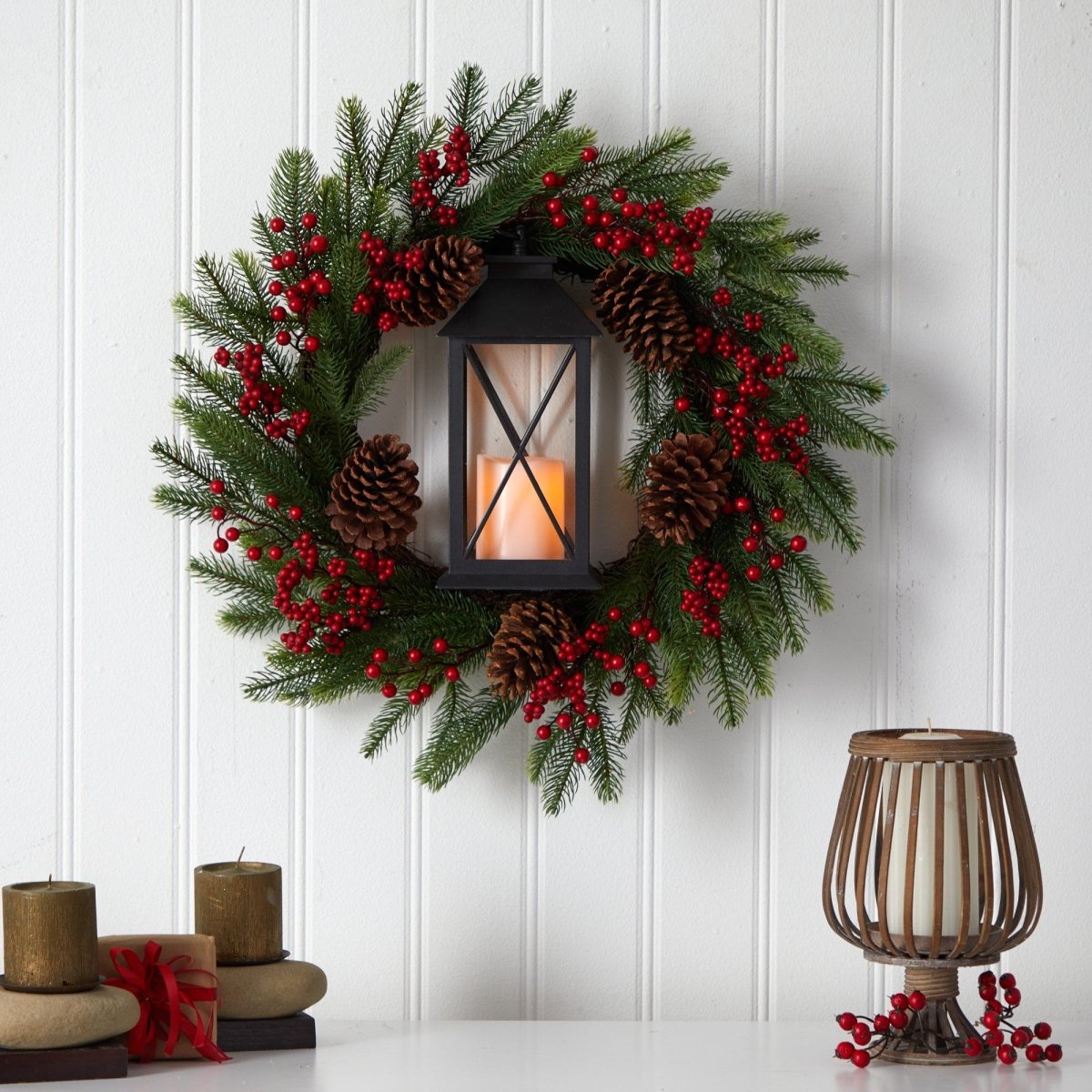 Shop For 28” Berries and Pine Artificial Christmas Wreath
