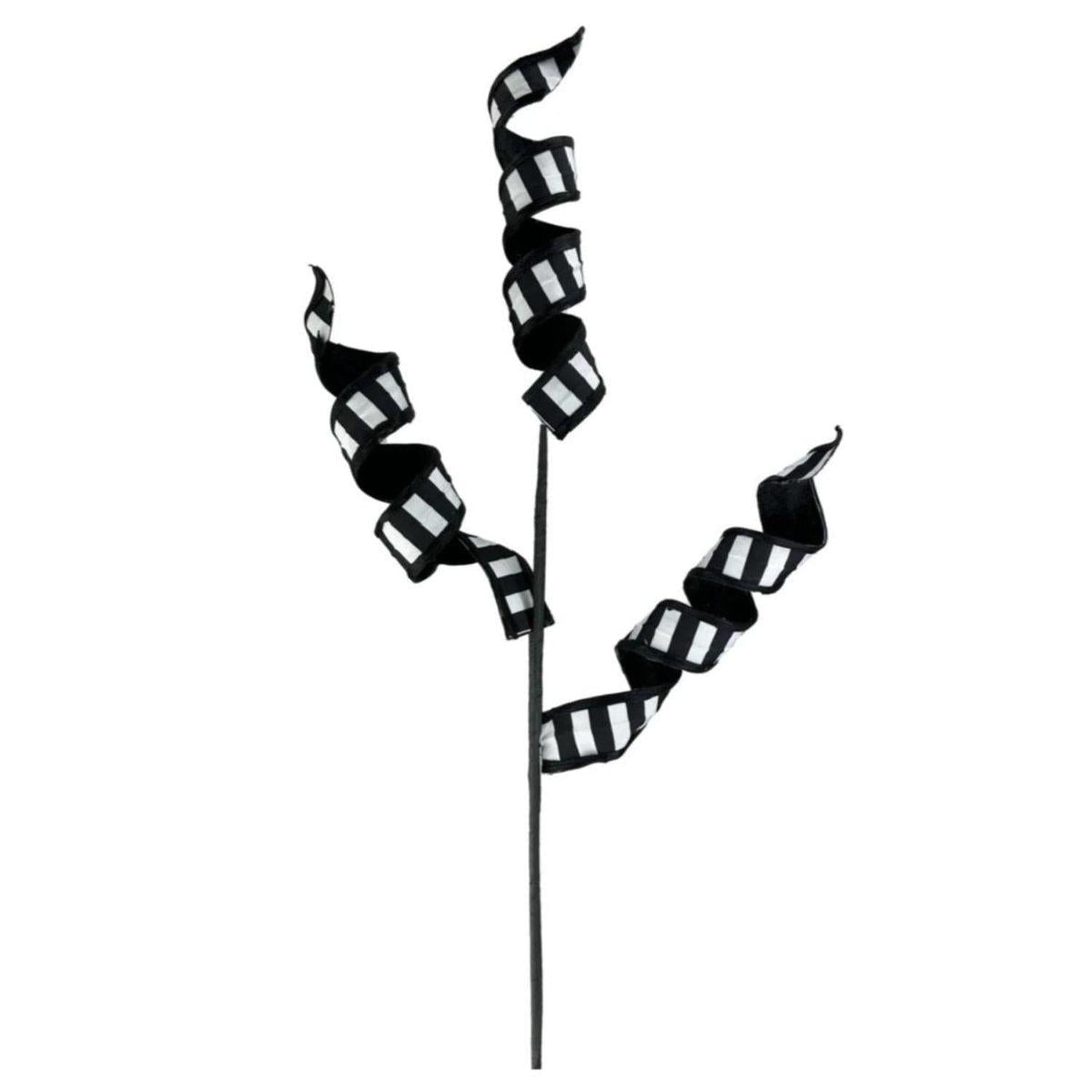 28" Double Sided Stripe Curly Spray: Black/White