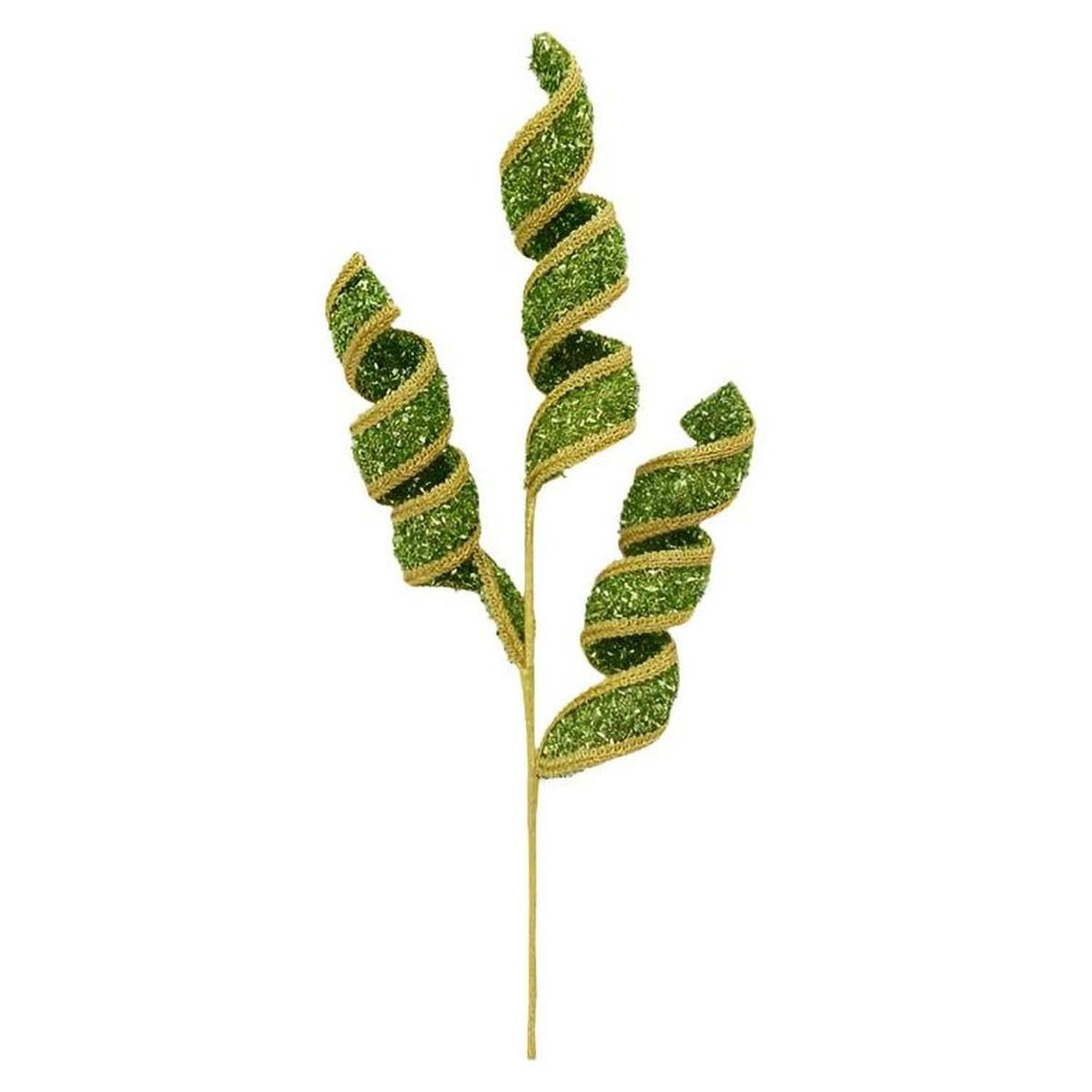 28" Fabric Gold Trim Spray: Green/Gold