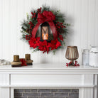 Shop For 28” Poinsettia and Berry Holiday Lantern Christmas Wreath