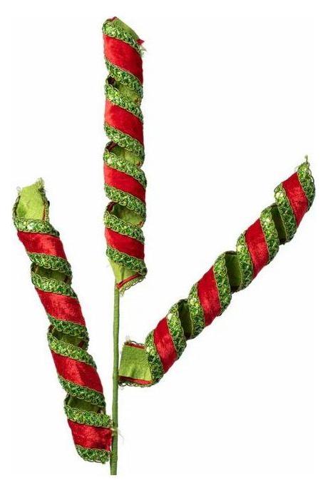 Shop For 28" Stripe Tinsel Curly Spray: Red & Green