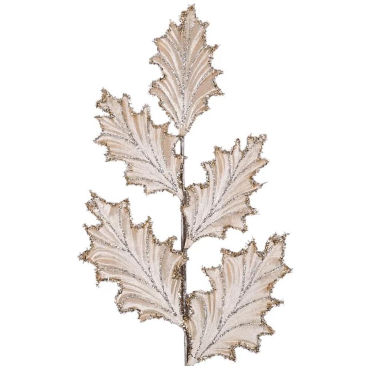 Shop For 28" Tinsel Holly Leaf Spray: Champagne