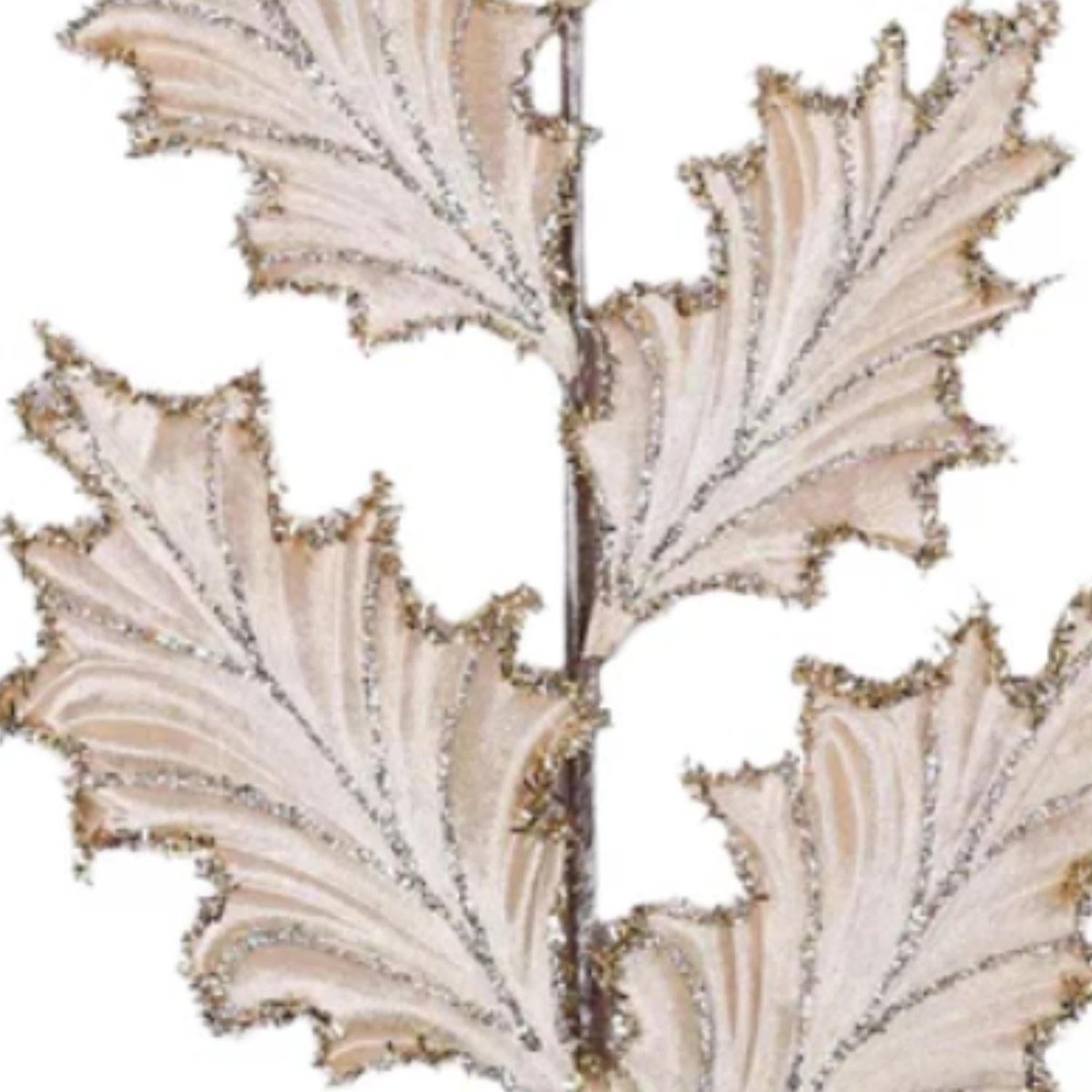 Shop For 28" Tinsel Holly Leaf Spray: Champagne