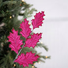 Shop For 28" Tinsel Holly Leaf Spray: Hot Pink