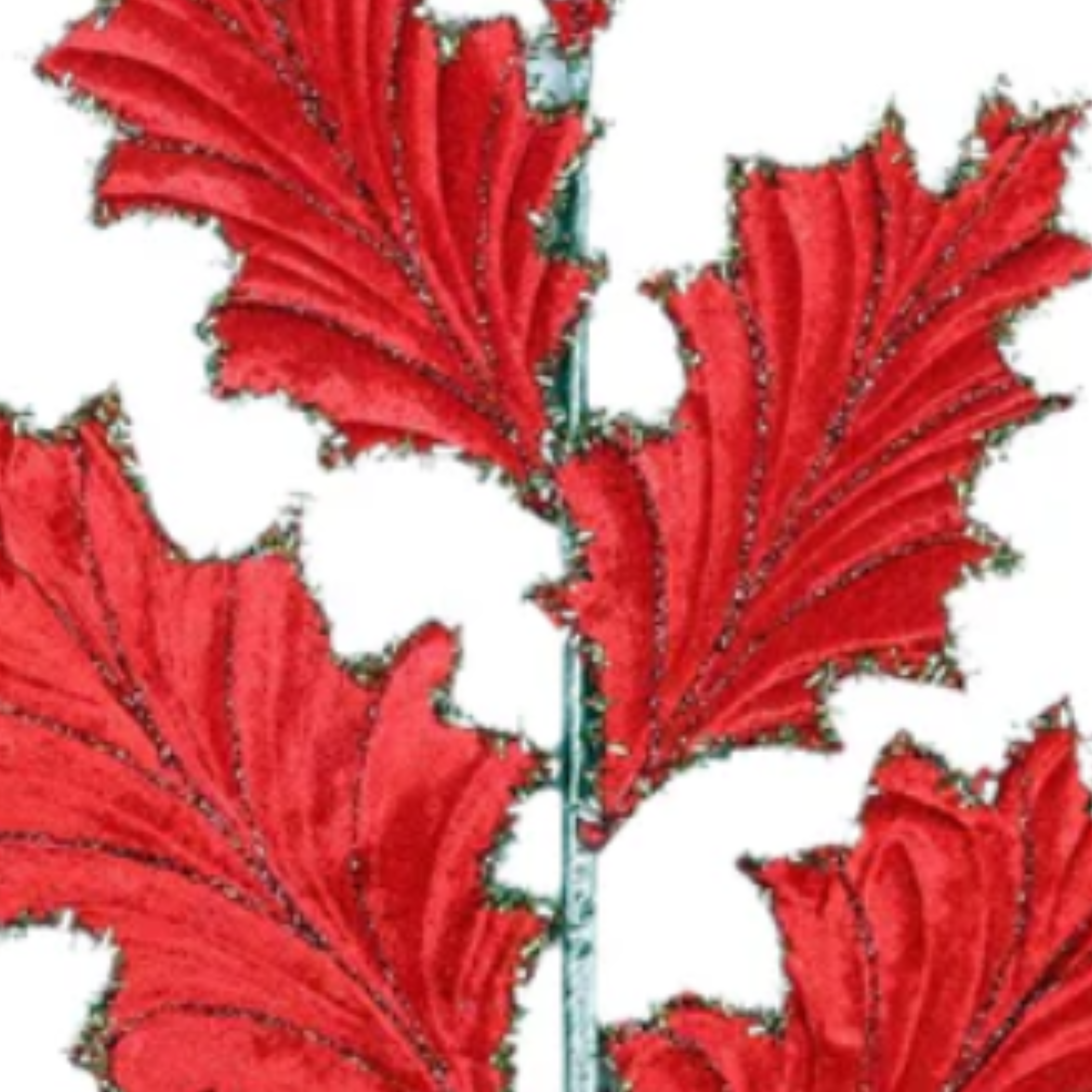 Shop For 28" Tinsel Holly Leaf Spray: Red